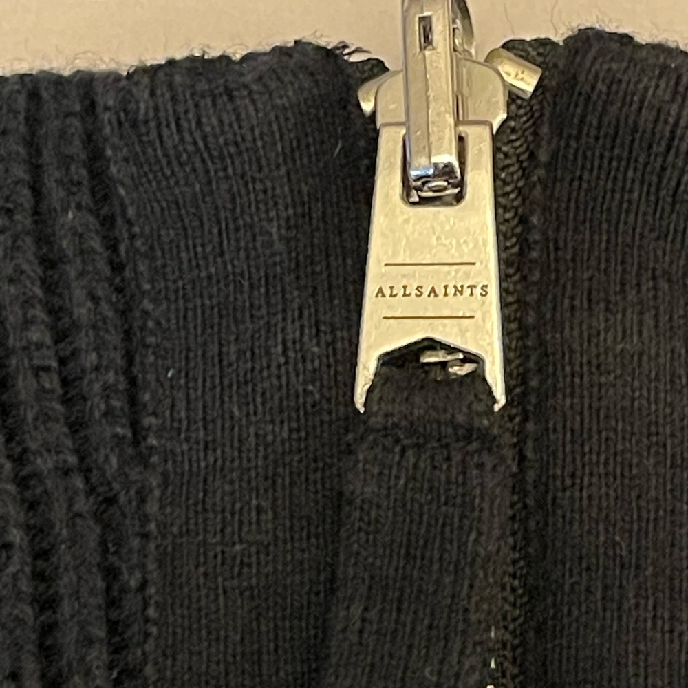 AllSaints black zip funnel neck wool blend sweater - Picture 10 of 10